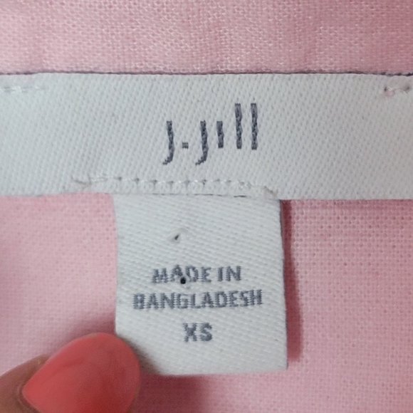 J. Jill Linen Blend Tab-Sleeve A-Line Button-Up Shirt Orange Ombre Size … - Picture 6 of 14